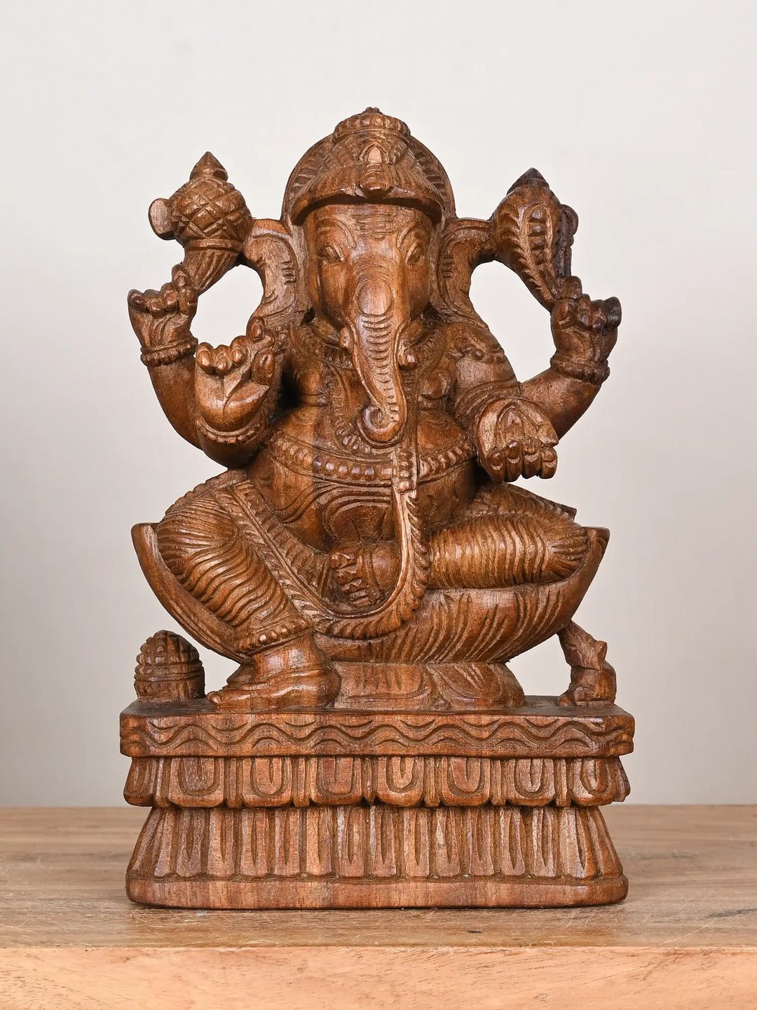 12" wooden Lord Ganapati statue