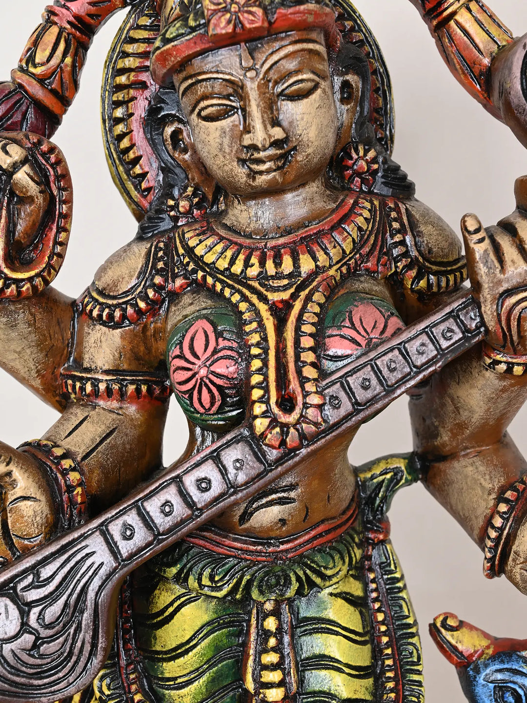 Multicolored Standing Goddess Saraswathi Statue 24"
