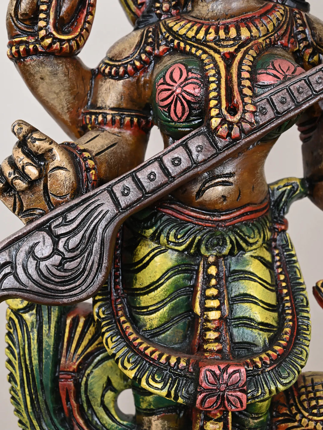 Multicolored Standing Goddess Saraswathi Statue 24"