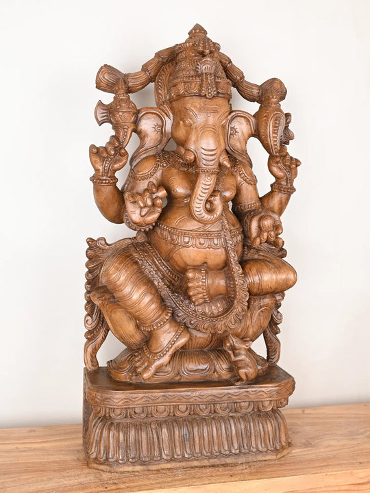 3ft Lord Vinayaka Wooden statue