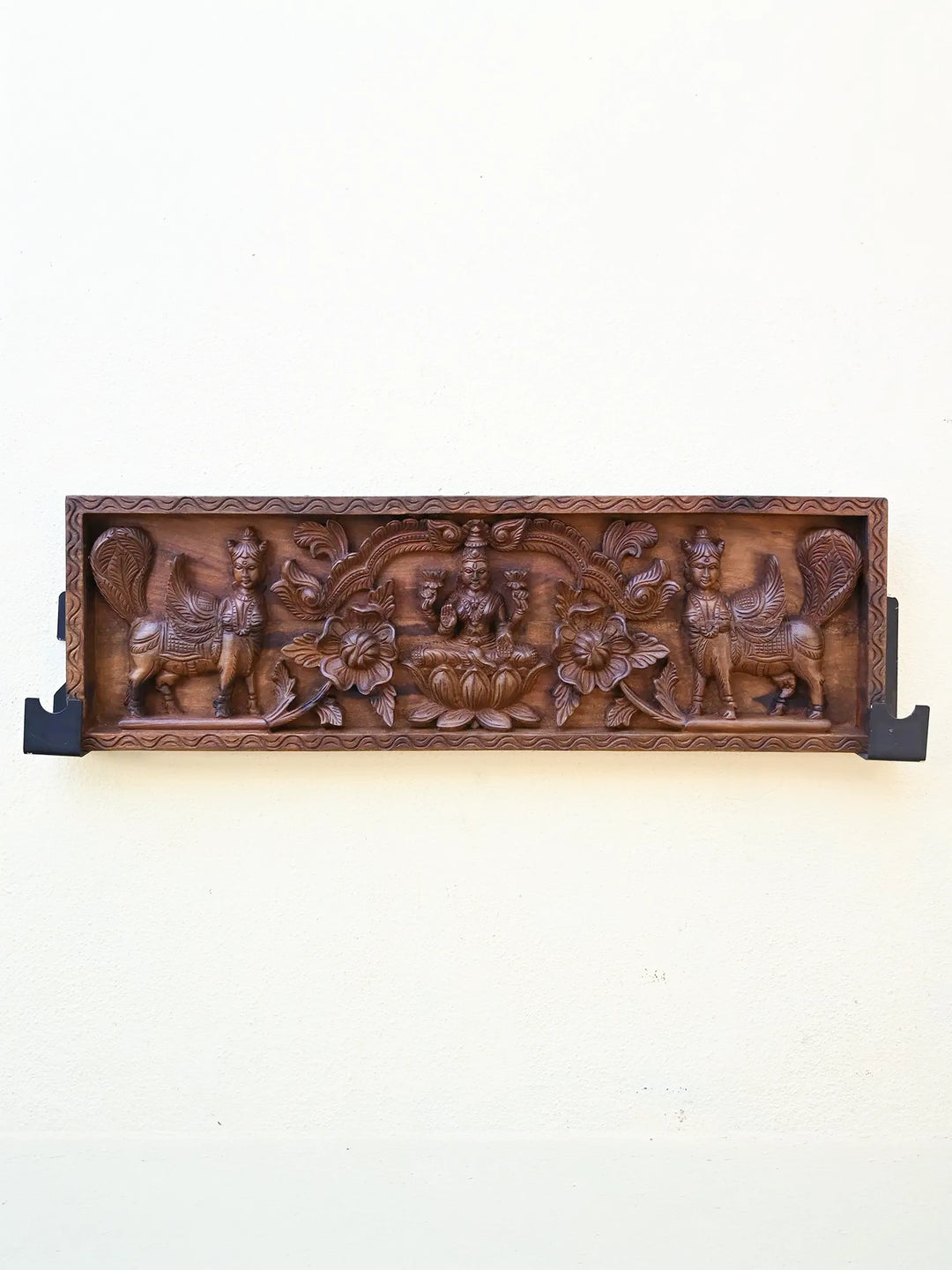 Goddess Lakshmi with kamadhenu wooden panel