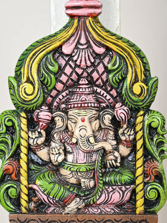 Bharma Teak Wood Wall Mount Lord Ganesha 18"