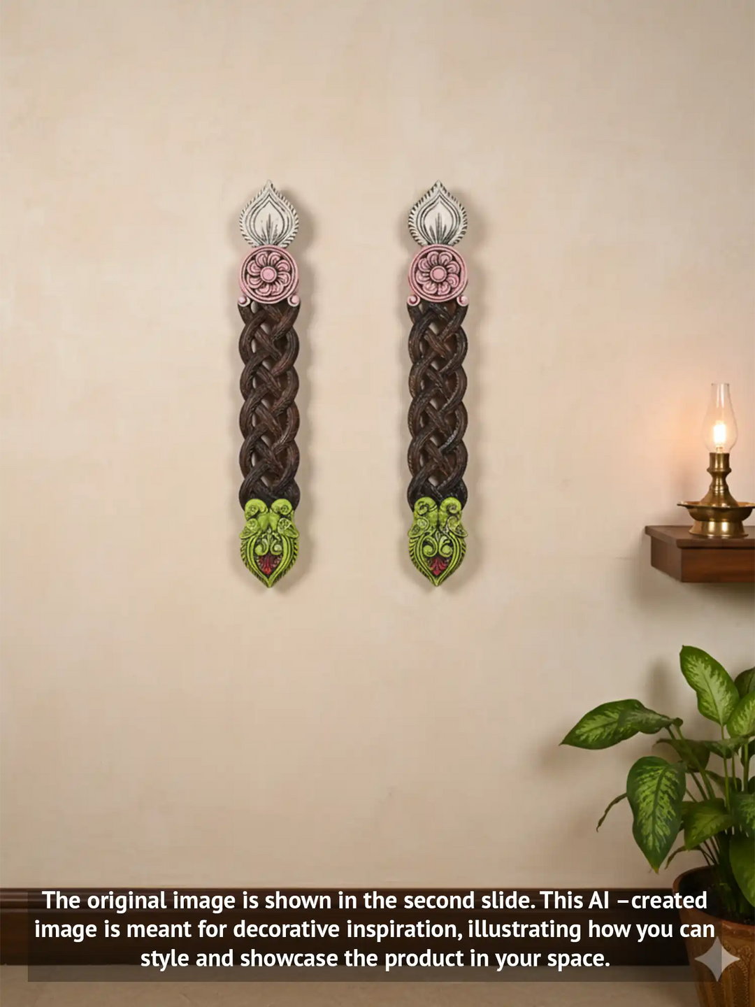 Bharma teak wood paired artwork wall mount
