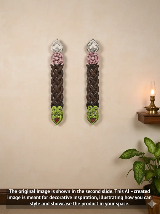 Bharma teak wood paired artwork wall mount