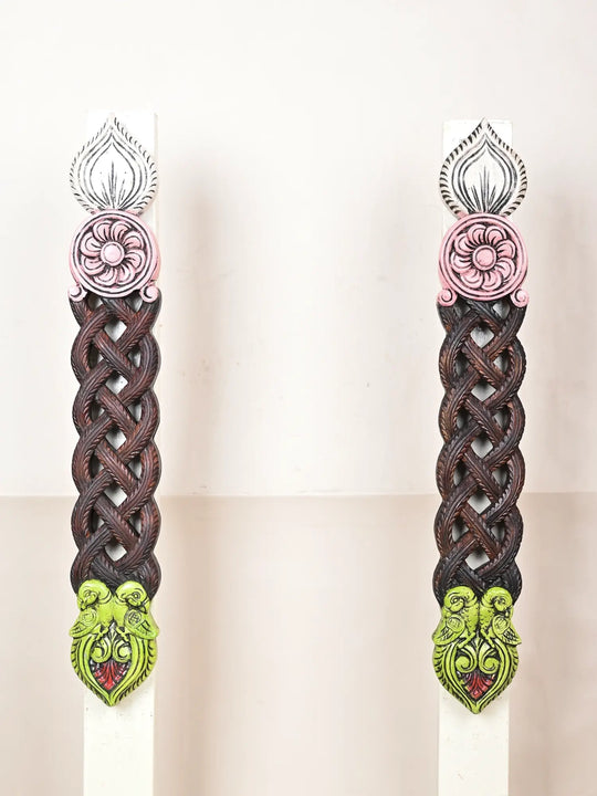 Bharma teak wood paired artwork wall mount