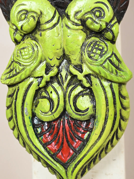 Bharma Teak Peacock and Flower Design Wall Art in Pair 24"