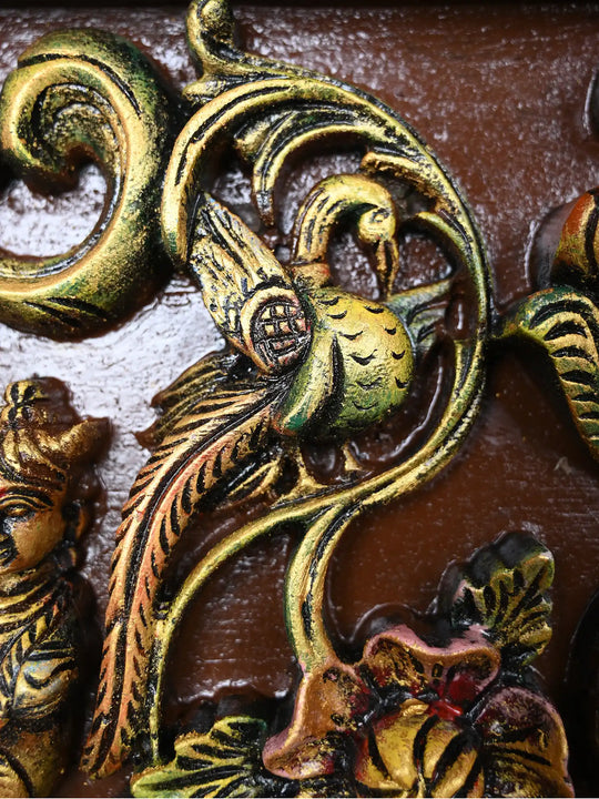 41" Multicoloured Gajalakshmi wooden wall panel