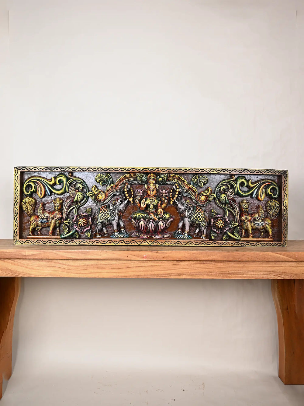 Gajalakshmi wooden panel