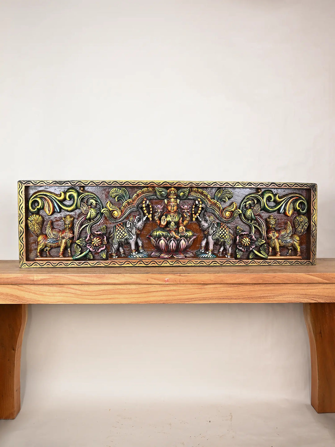Gajalakshmi wooden panel