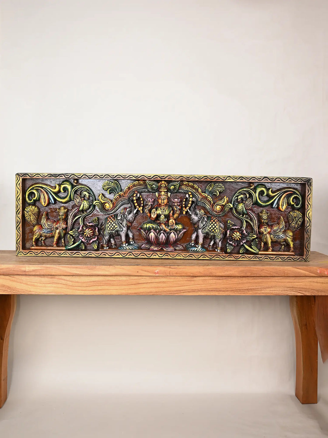 Gajalakshmi wooden panel