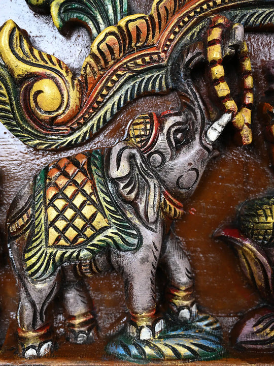 Divine Carving Of Gajalakshmi Panel 41"