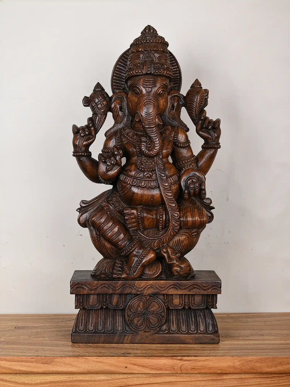 Handcrafted Lord Ganesha Wooden Idol 2Ft