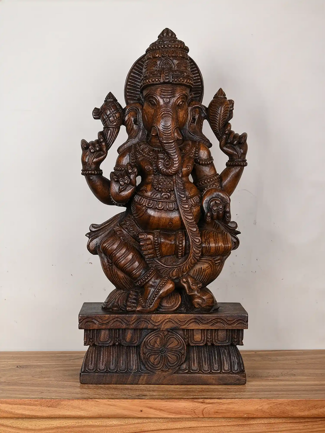  Handcrafted Lord Ganesha Wooden Idol 2Ft