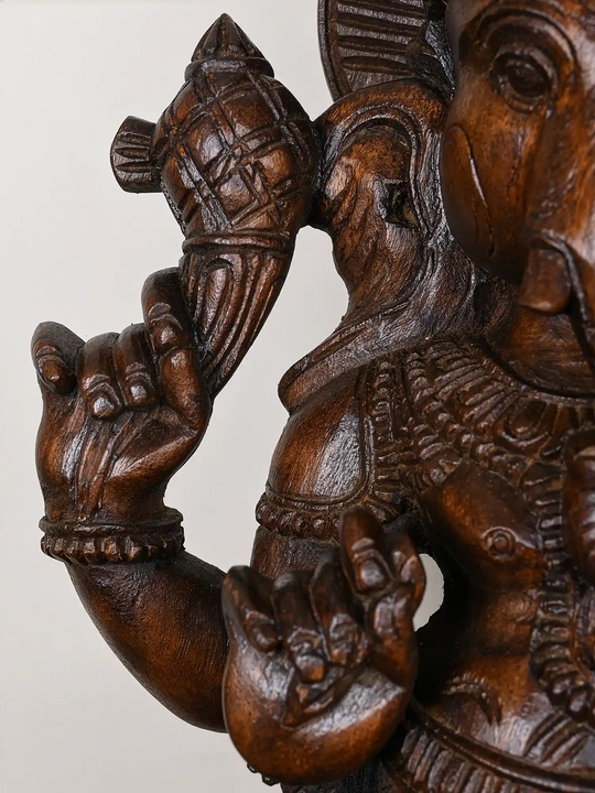 Exquisite Handcrafted Lord Ganesha Wooden Idol 2Ft