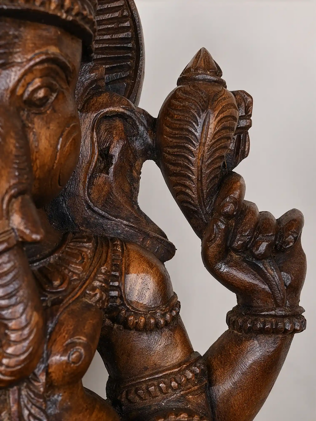 Exquisite Handcrafted Lord Ganesha Wooden Idol 2Ft