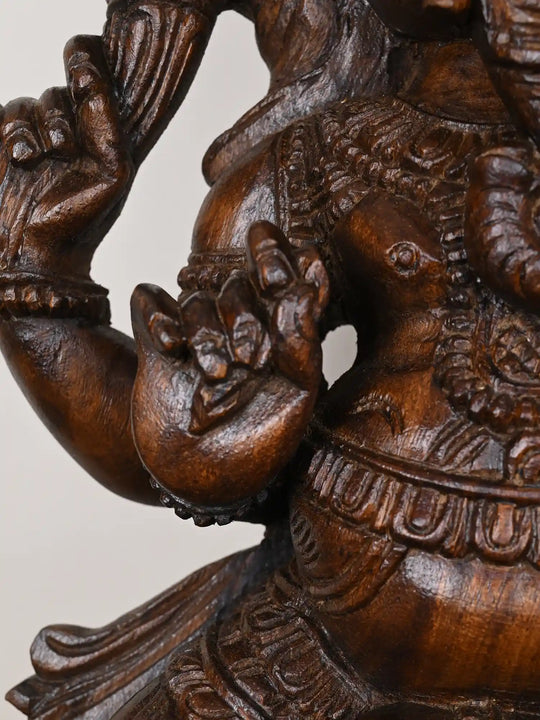 Exquisite Handcrafted Lord Ganesha Wooden Idol 2Ft