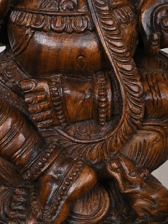 Exquisite Handcrafted Lord Ganesha Wooden Idol 2Ft