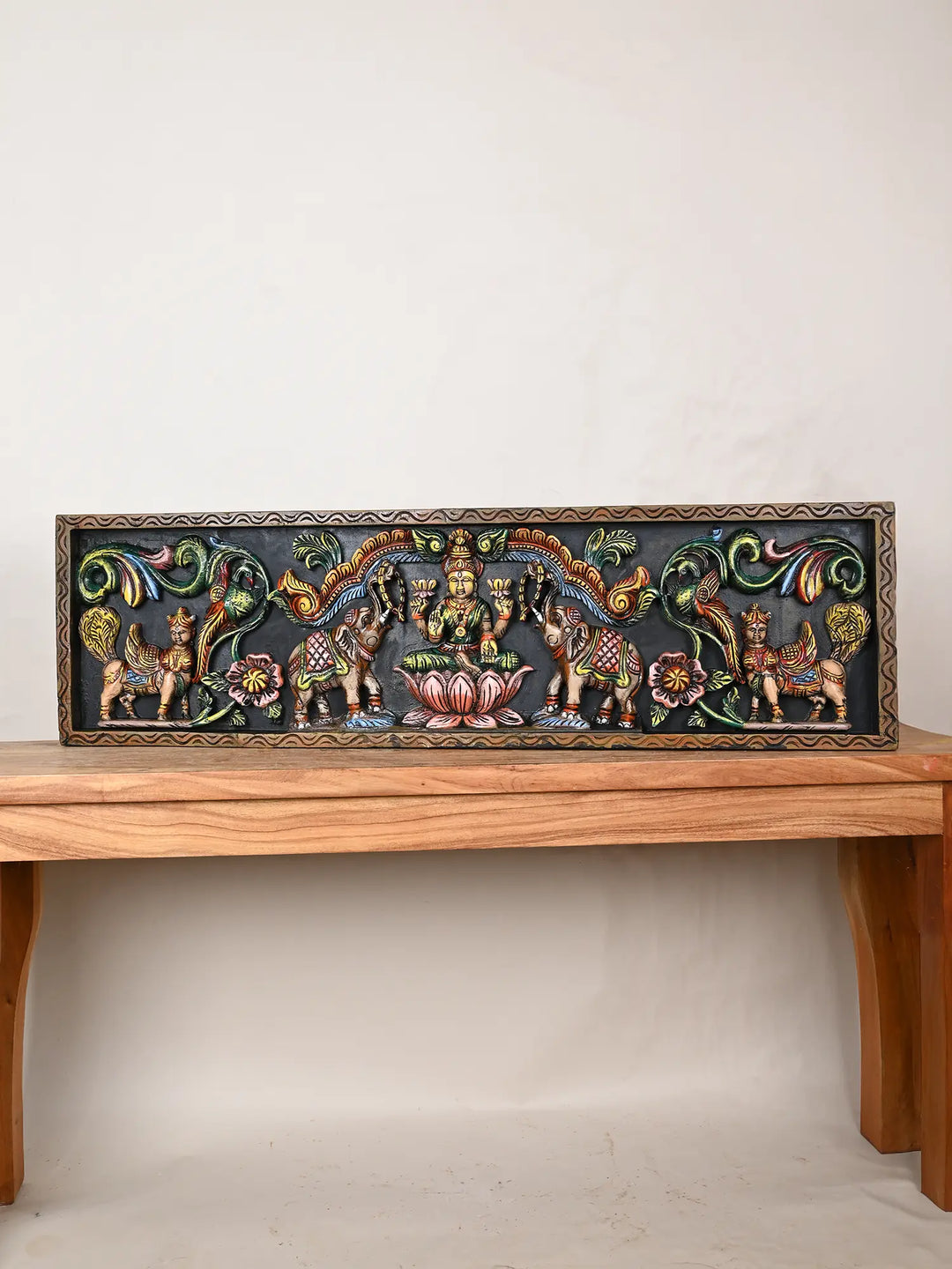 Wooden Gajalakshmi panel 