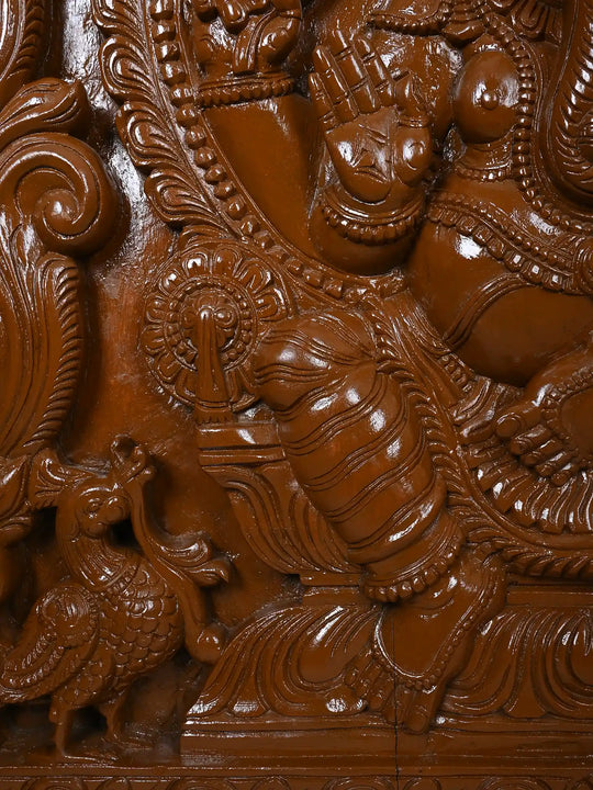 Wooden Lord Ganesha Square Panel 36"
