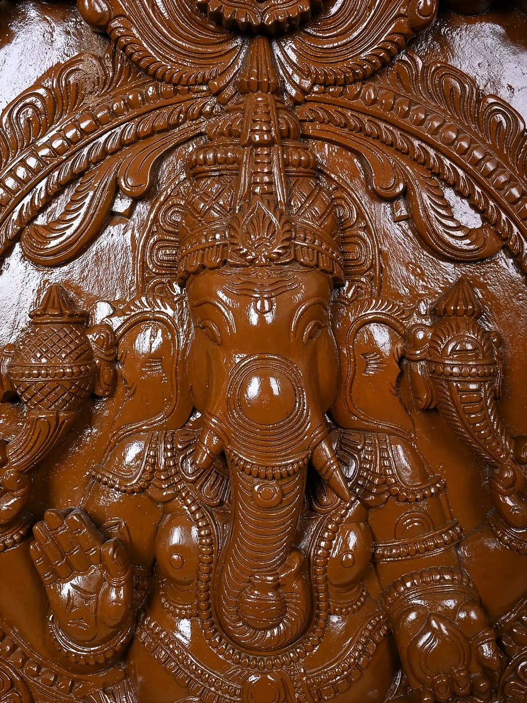 Wooden Lord Ganesha Square Panel 36"