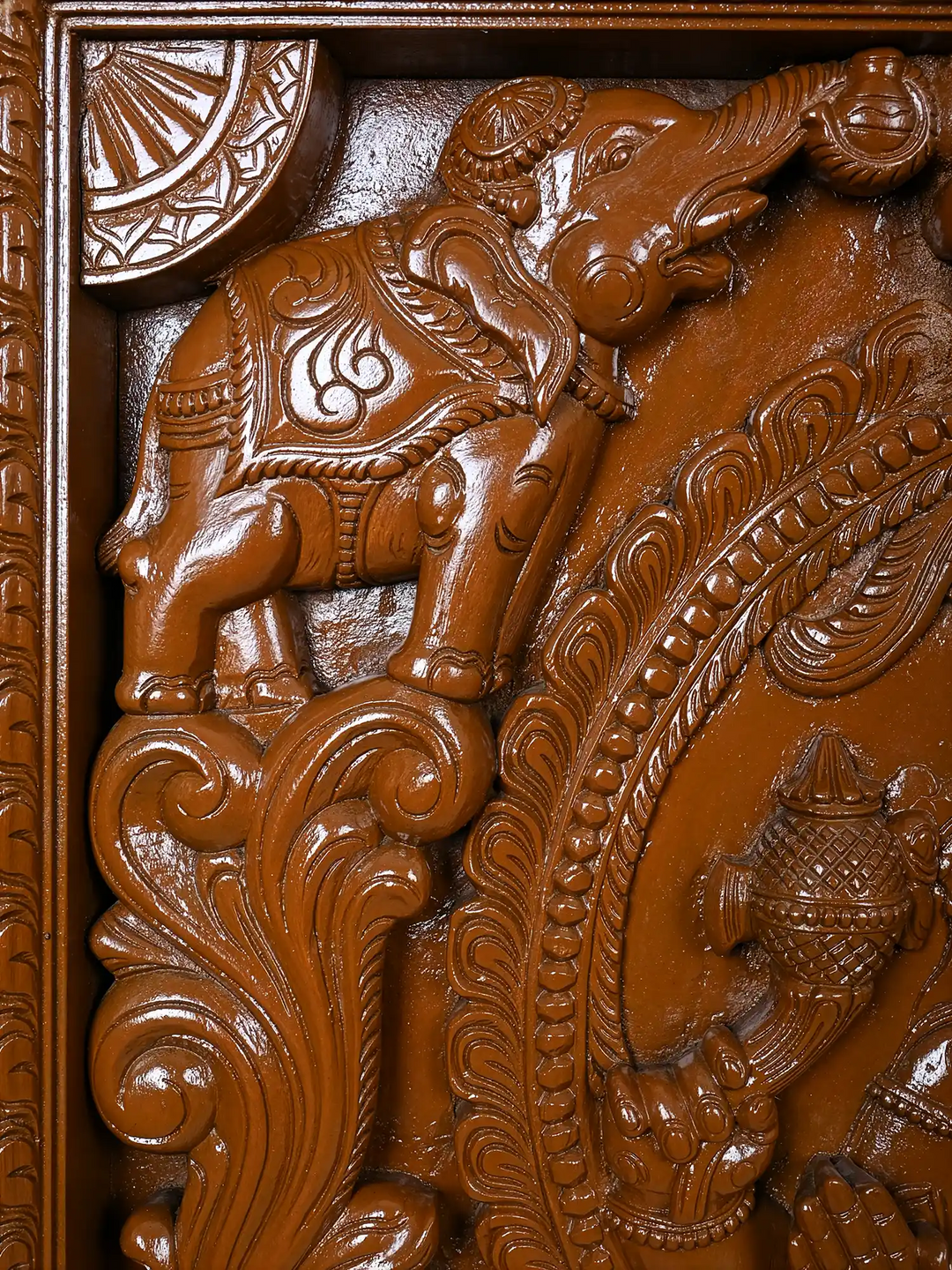 Wooden Lord Ganesha Square Panel 36"