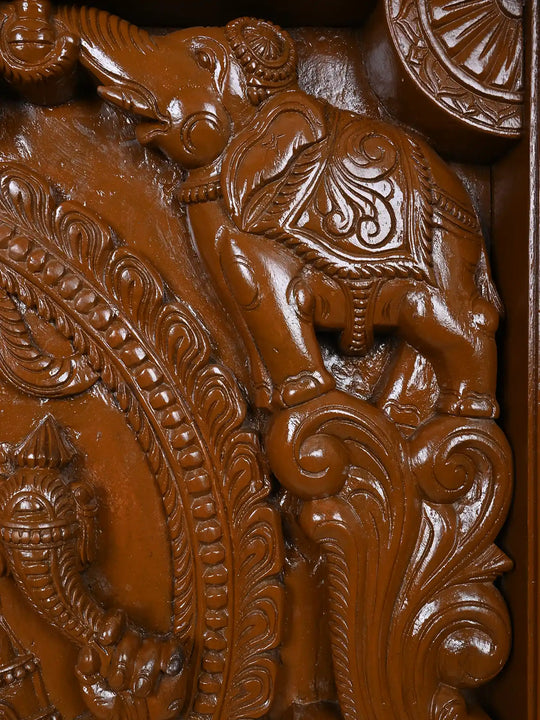 Wooden Lord Ganesha Square Panel 36"
