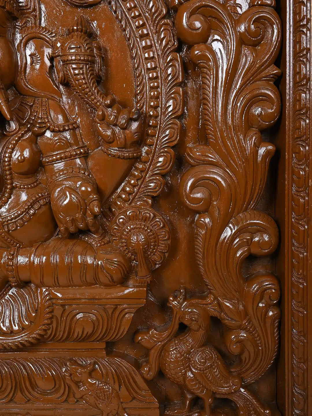 Wooden Lord Ganesha Square Panel 36"