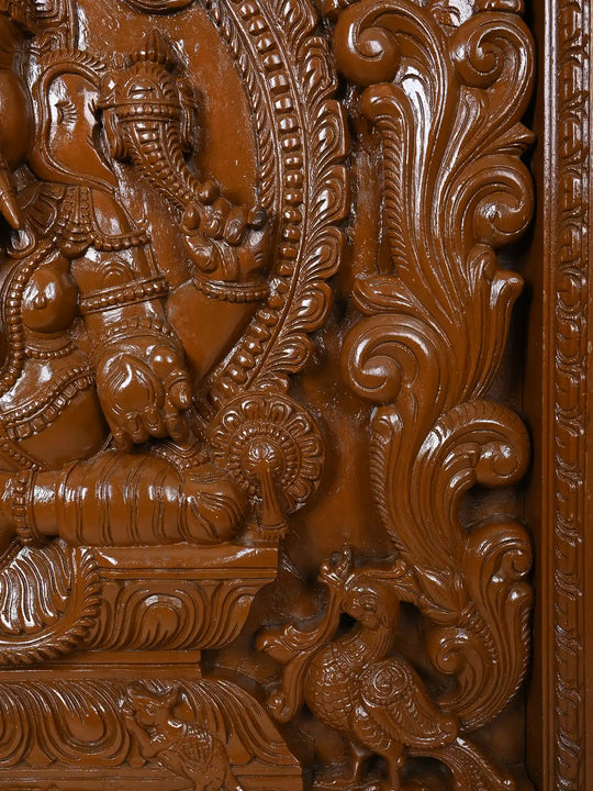 Wooden Lord Ganesha Square Panel 36"