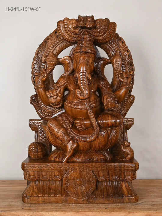 Wooden God Ganesha statue