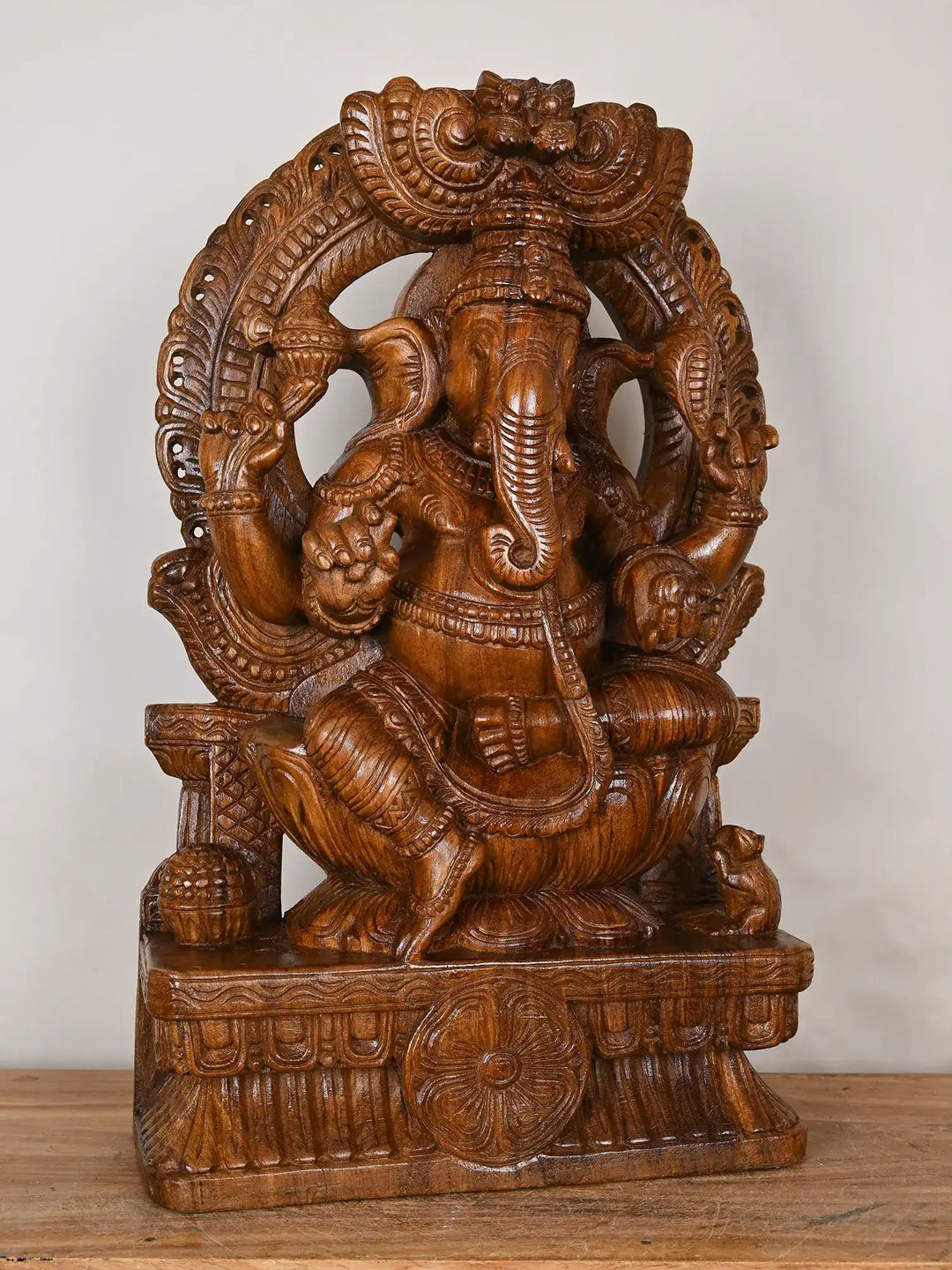 Wooden God Ganesha statue