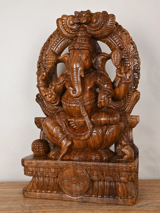 Wooden God Ganesha statue
