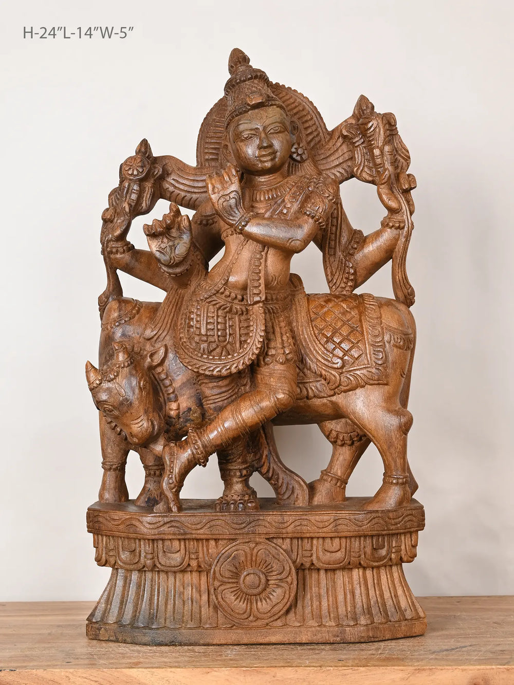Wooden Lord Gopala Krishna statue