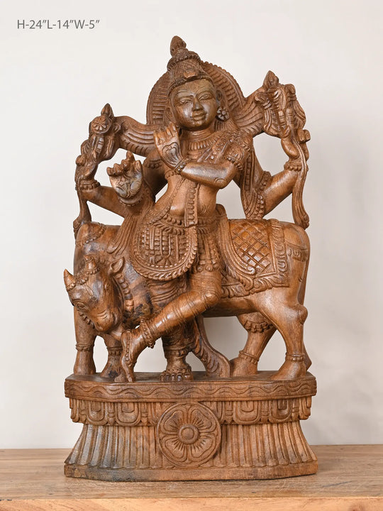 Wooden Lord Gopala Krishna statue