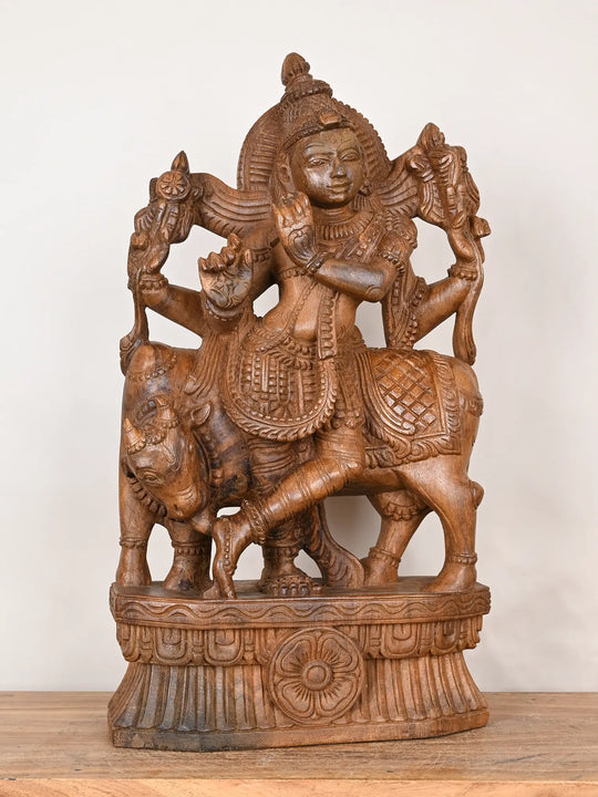 Wooden Lord Gopala Krishna statue