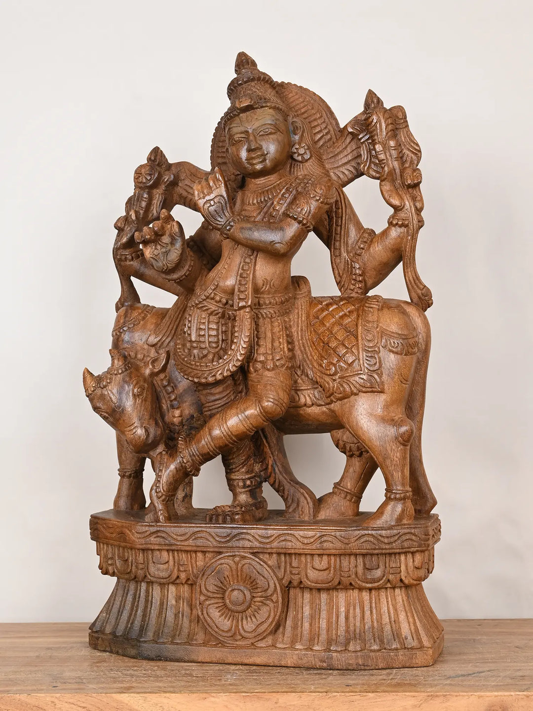 Wooden Lord Gopala Krishna statue
