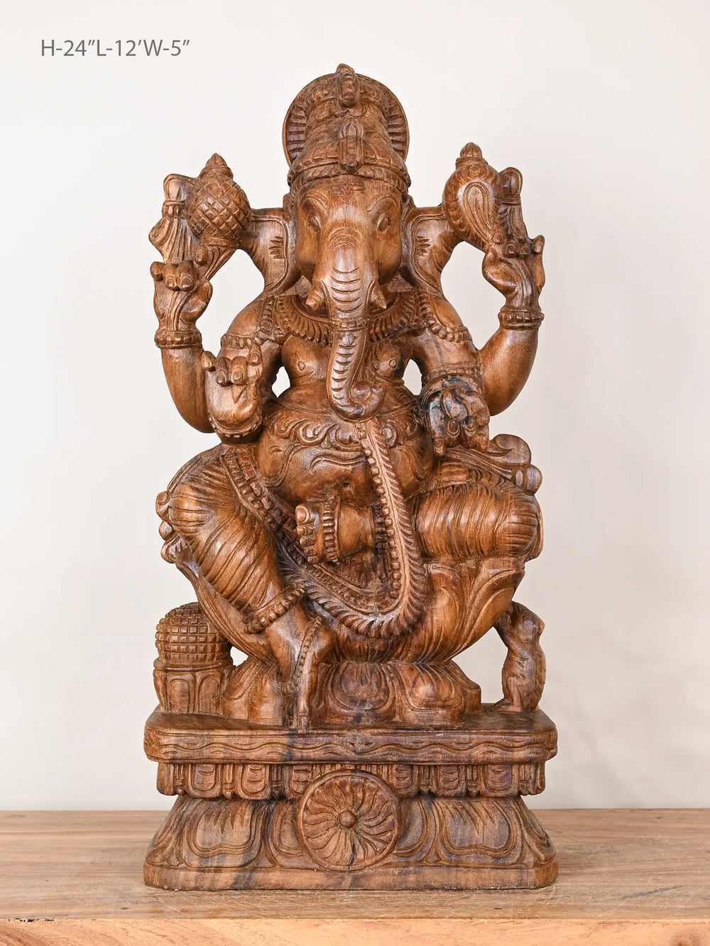 Wooden Lord Gajanana Ganesha statue