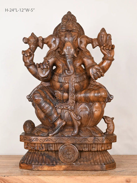 2ft Wooden Ganesh idol 