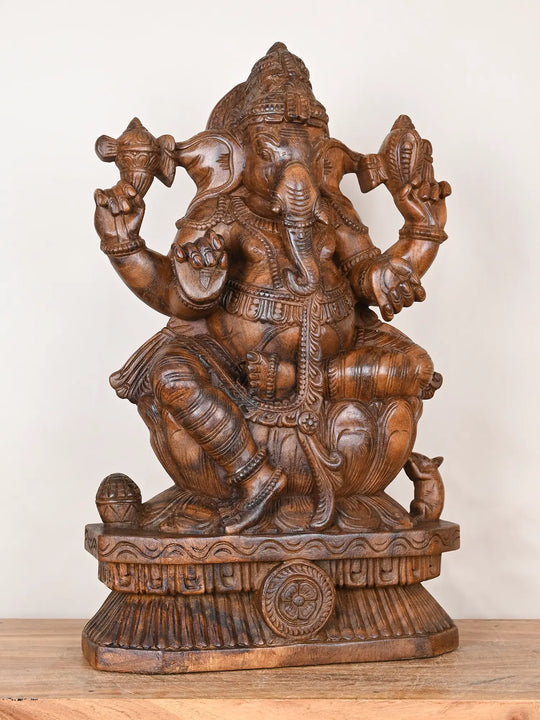 2ft Wooden Ganesh idol 