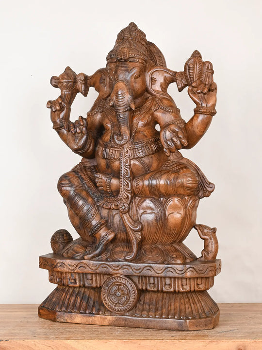 2ft Wooden Ganesh idol 