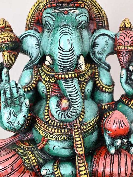 Majestic Lord Ganapati Sitting Gracefully on Lotus Base 25"