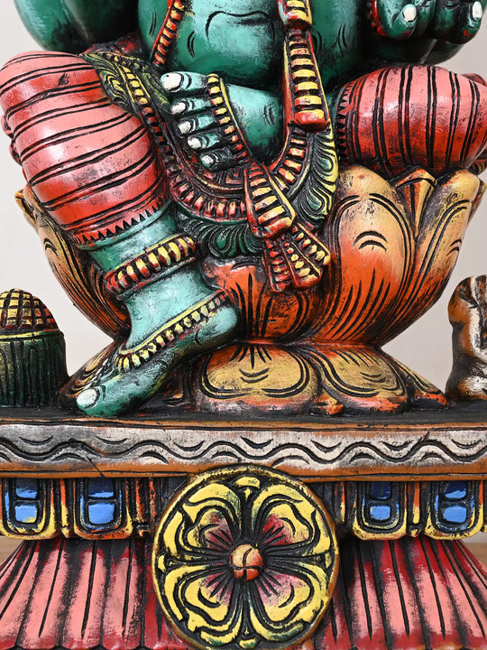 Majestic Lord Ganapati Sitting Gracefully on Lotus Base 25"