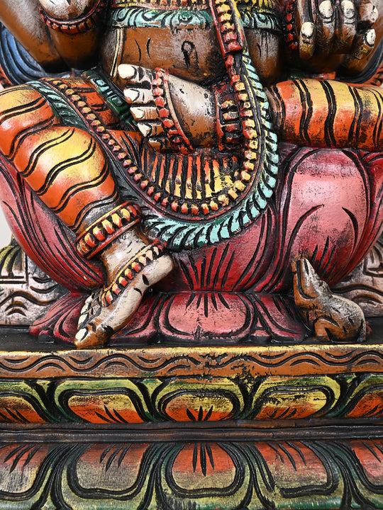 Hand-Painted Ganesha Idol with Ornate Arch Design 24"