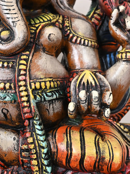 Hand-Painted Ganesha Idol with Ornate Arch Design 24"