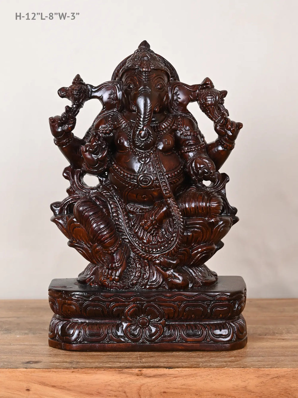 1Ft Wooden Ganesha idol