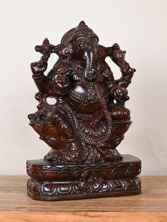 1Ft Wooden Ganesha idol