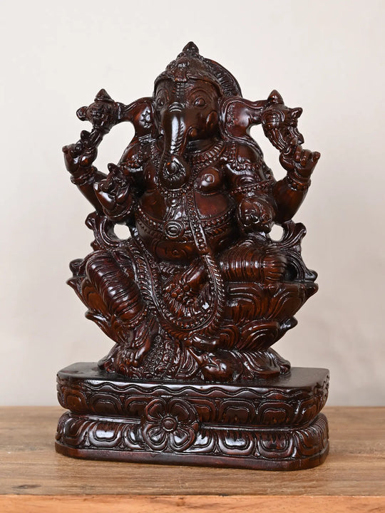 1Ft Wooden Ganesha idol