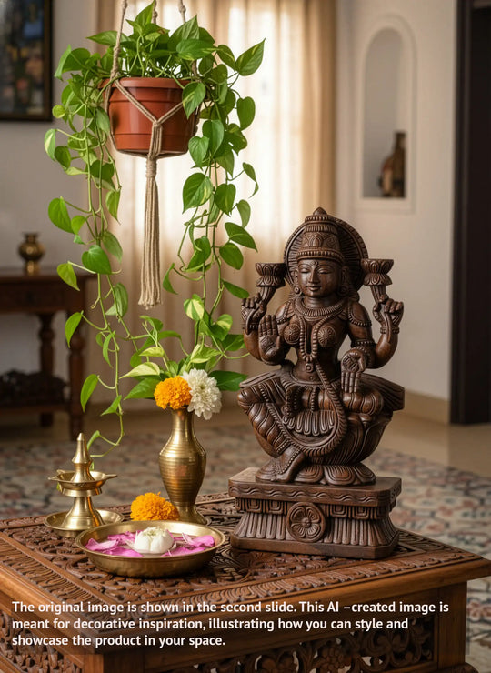 wooden lakshmi statue