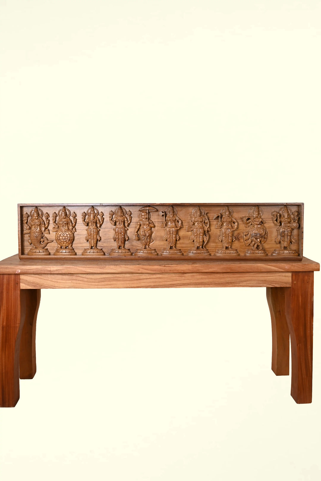 Wooden Vishnu Dashavatara (Ten Avatars) Carved Panel(TEAK WOOD)