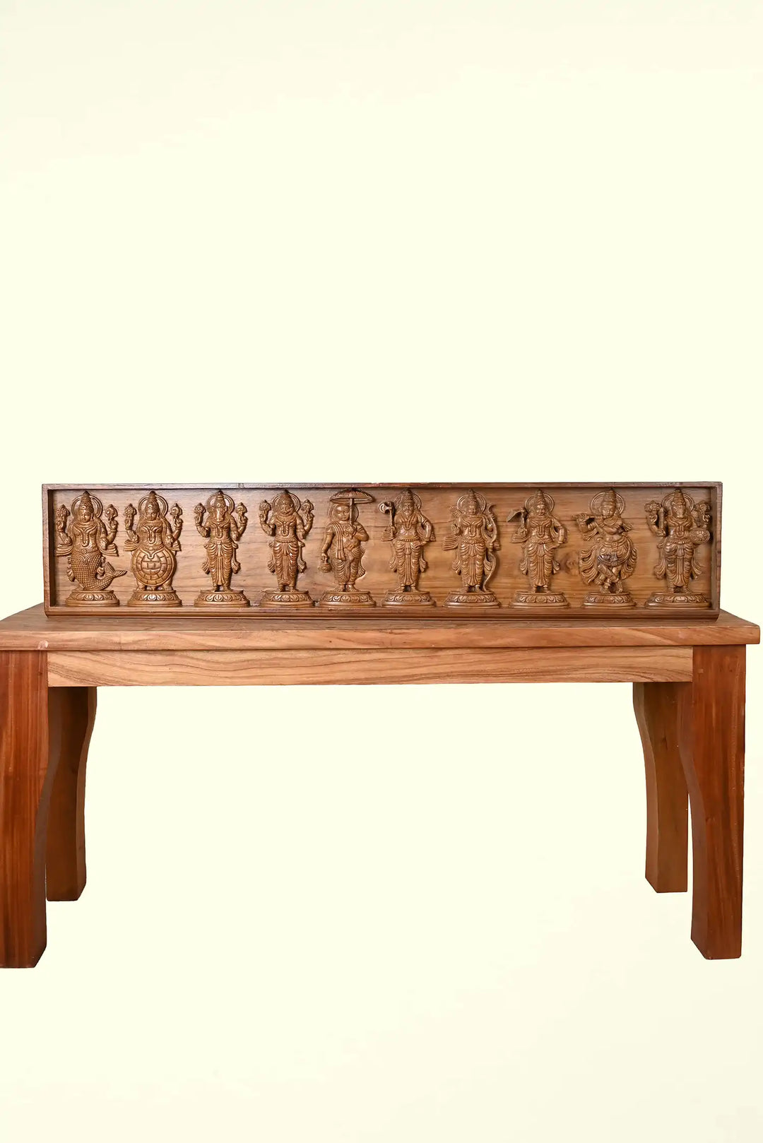 Wooden Vishnu Dashavatara (Ten Avatars) Carved Panel(TEAK WOOD)