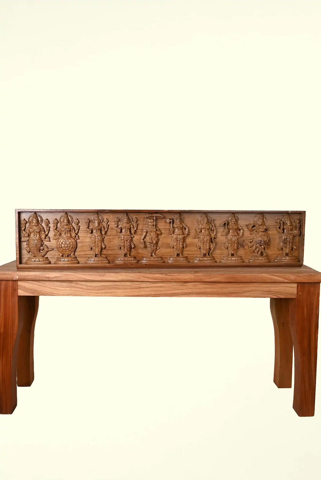 Wooden Vishnu Dashavatara (Ten Avatars) Carved Panel(TEAK WOOD)